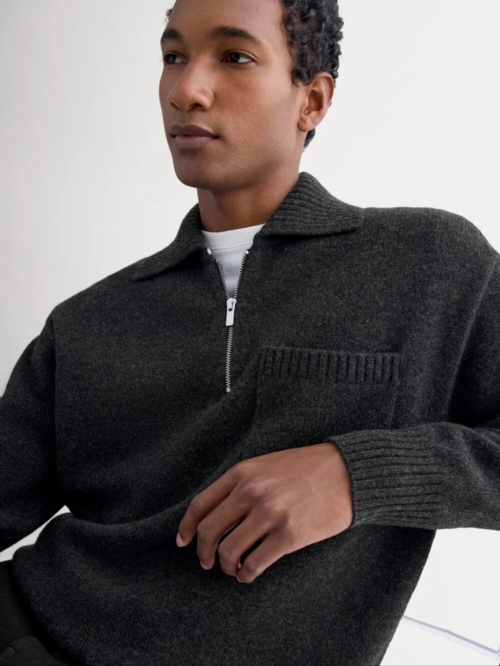 🆕EVERLANE The Luxe Merino Quarter-Zip Pullover